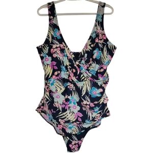 Caribbean Sand One Piece Swimsuit Floral Multicolored Womens Size 18W